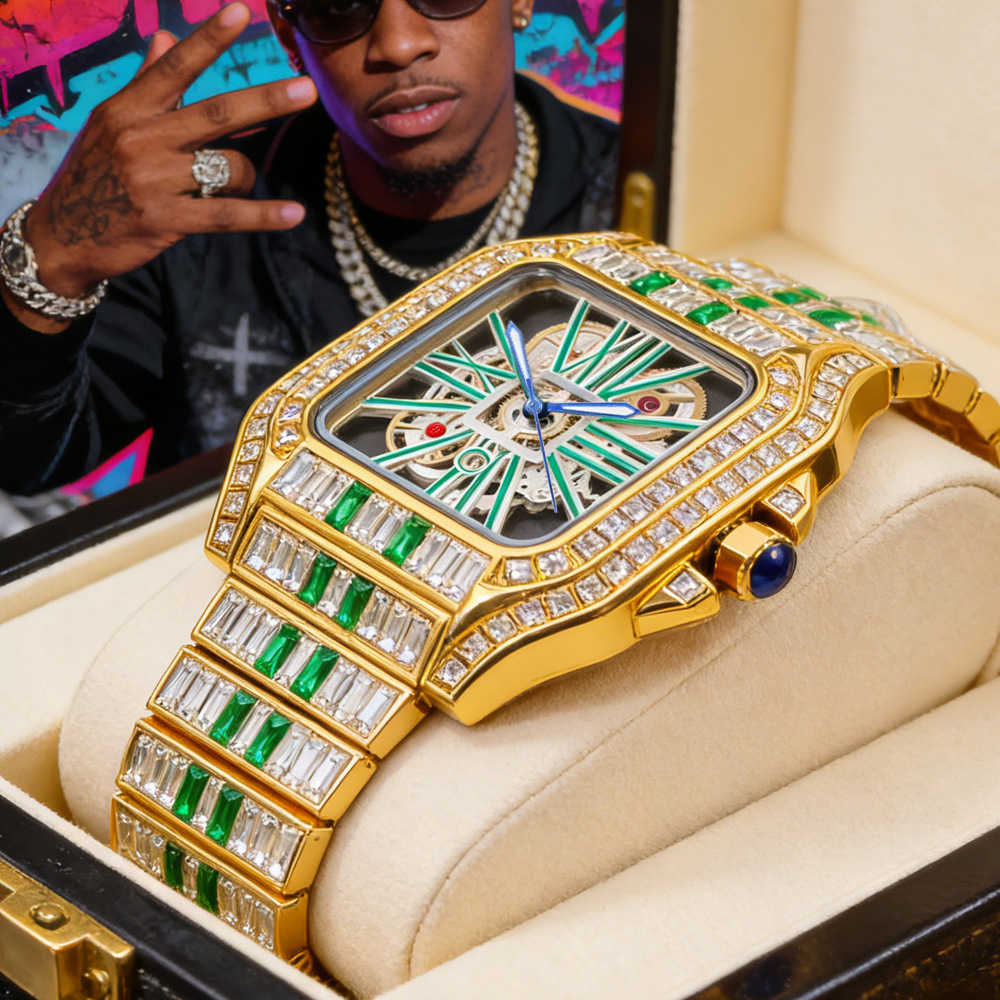 Luxury Watch And Jewelry Brand - Luksusowy, ażurowy zegarek kwarcowy z diamentami