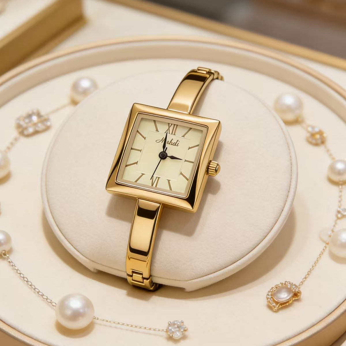 Luxury Watch And Jewelry Brand - Luksusowy zegarek damski z kwadratową, prostą,