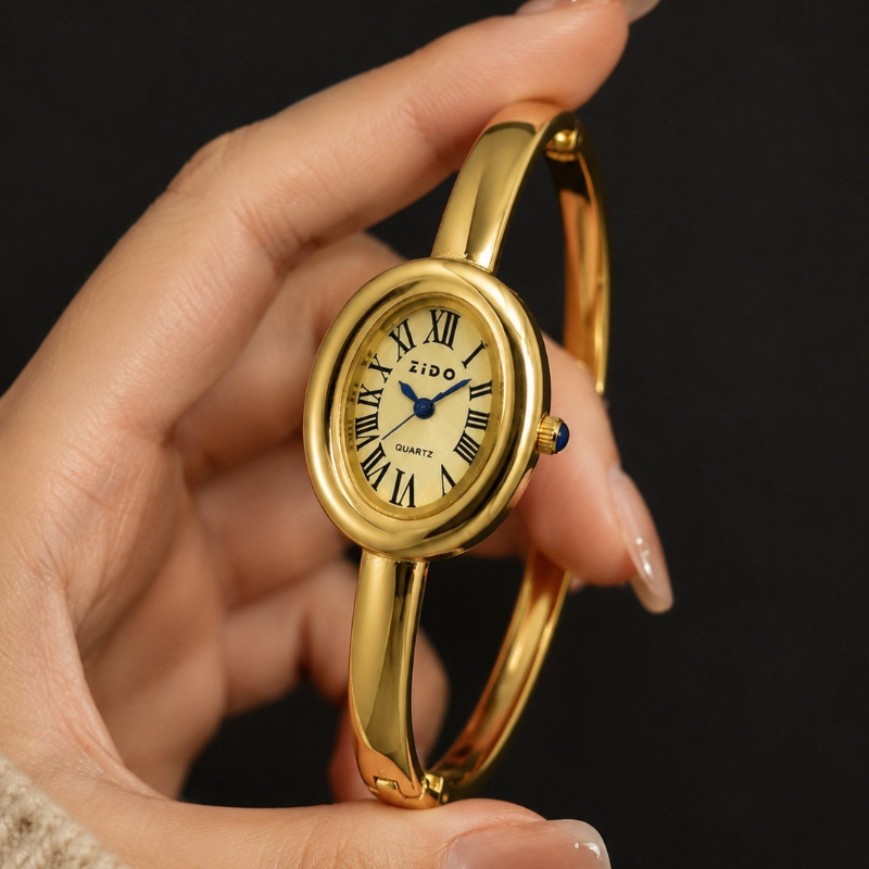 Luxury Watch And Jewelry Brand - Elegancki damski zegarek vintage z owalną
