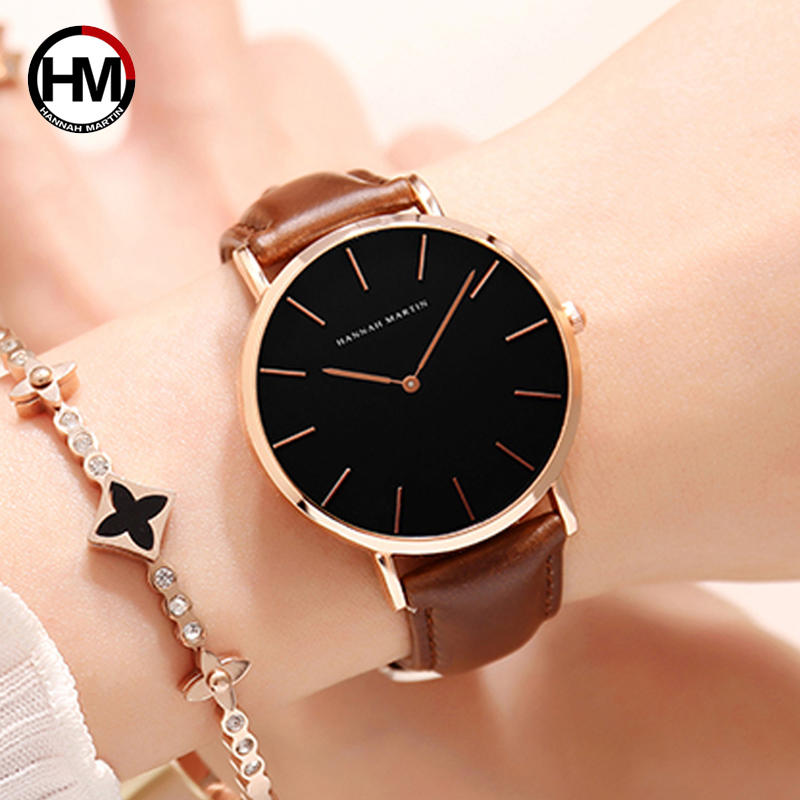 Luxury Watch With Leather Strap - Hannah Martin gorący nowy pani moda