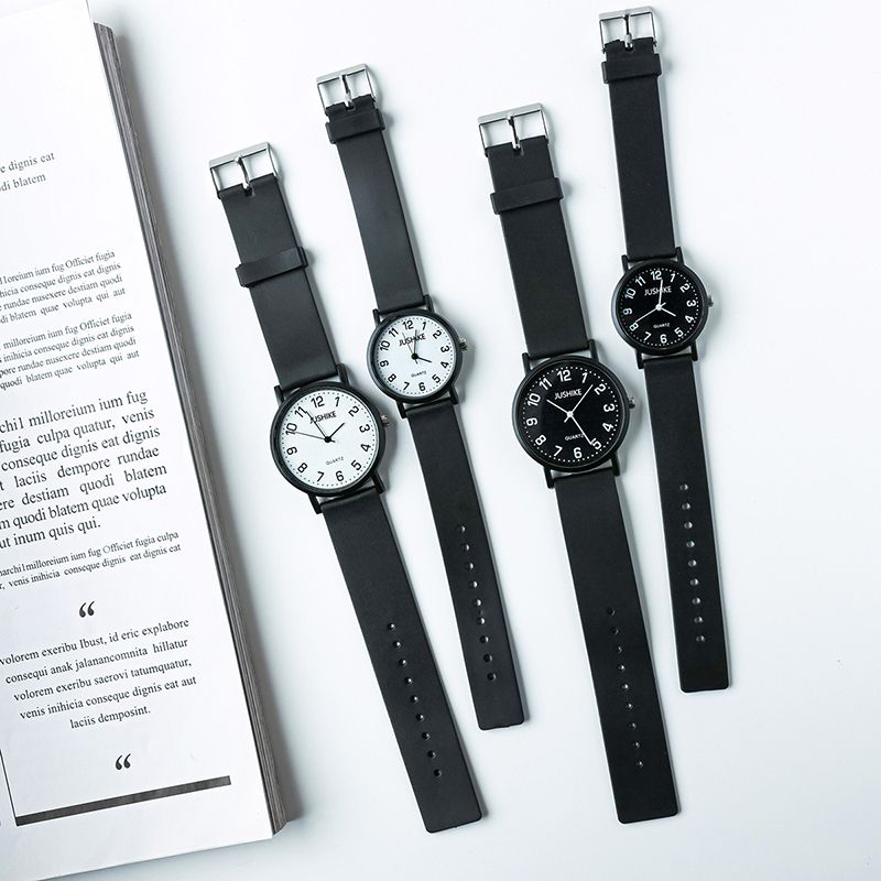 Luxury Watch With Leather Strap - Prosty czarny zegarek kwarcowy zegarki dla