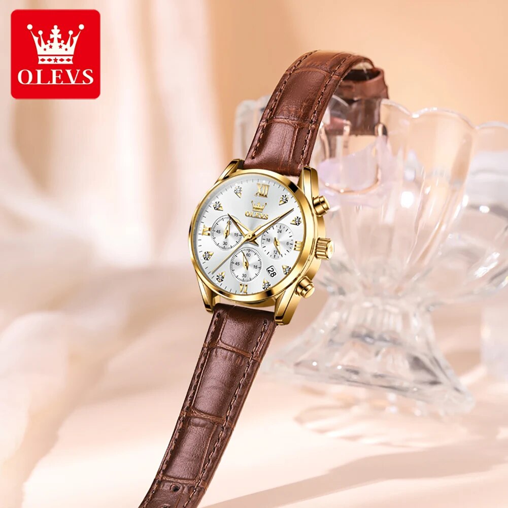 OLEVS 5523 zegarki damskie skó – Luxury Watch With Leather Strap recenzja i cena