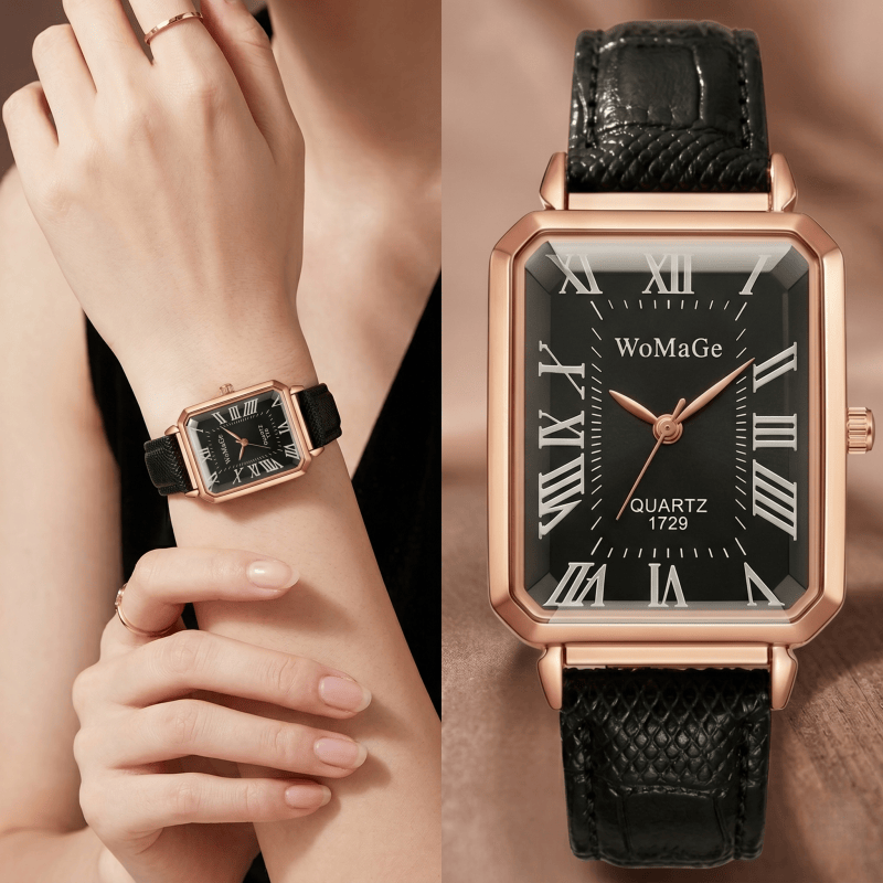Modne prostokątne zegarki kwar – Luxury Watch With Leather Strap recenzja i cena