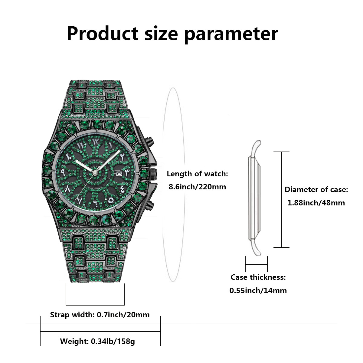 Zegarek Hip Hop Green Ice Męsk – Luxury Watch And Jewelry Brand recenzja i cena