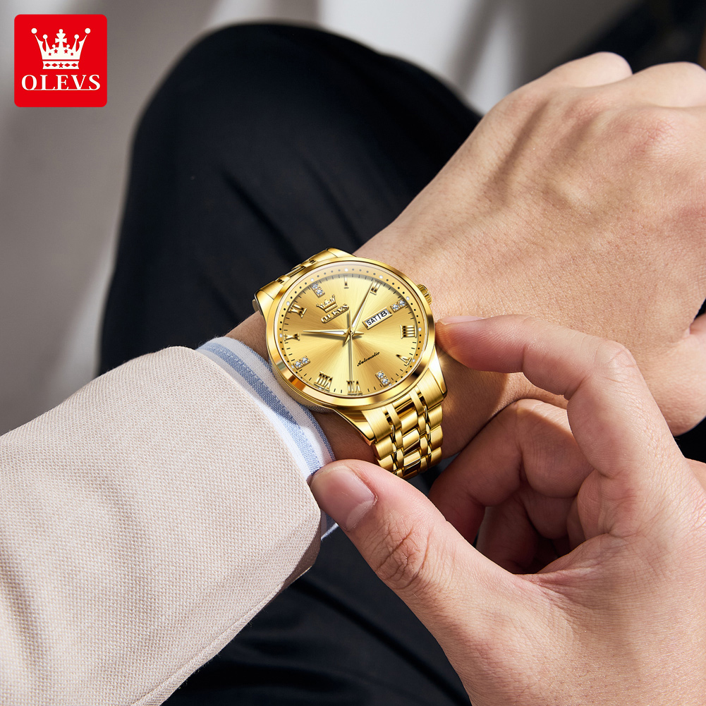OLEVS biznesowe złote męskie z – Luxury Watch Winder recenzja i cena